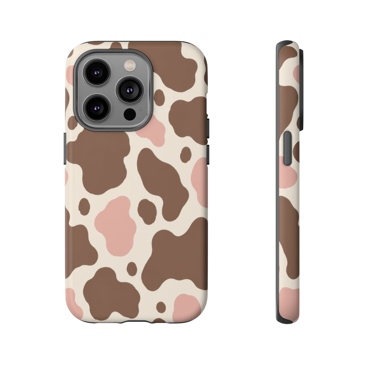 Mocha Blush iPhone Tough Case | Brown & Pink Cow Print