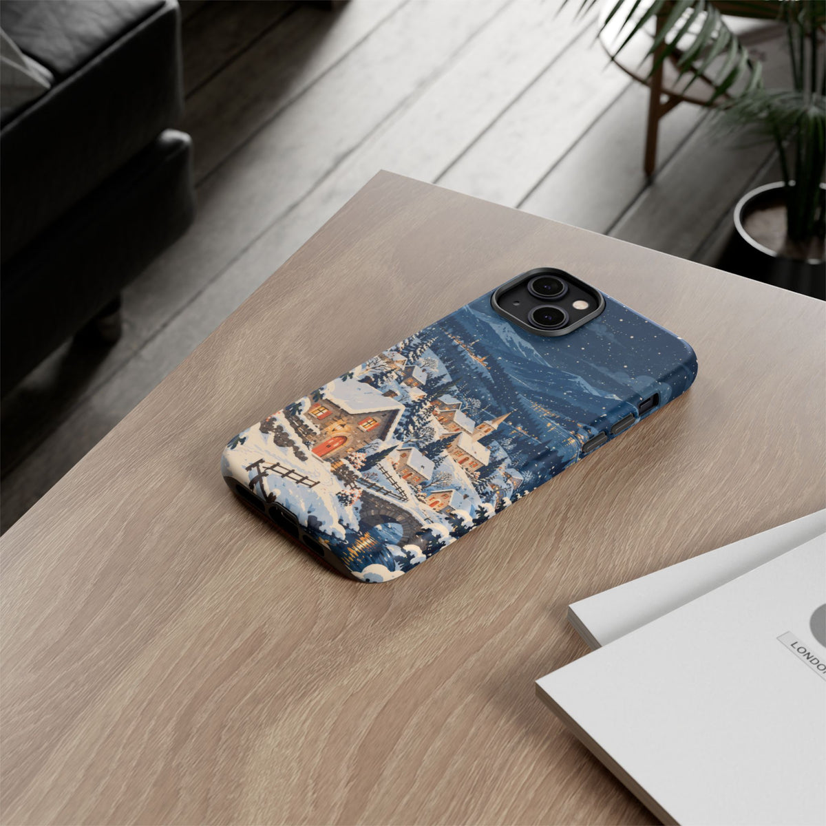 Snowfall on Juniper Lane iPhone Tough Case | christmas village