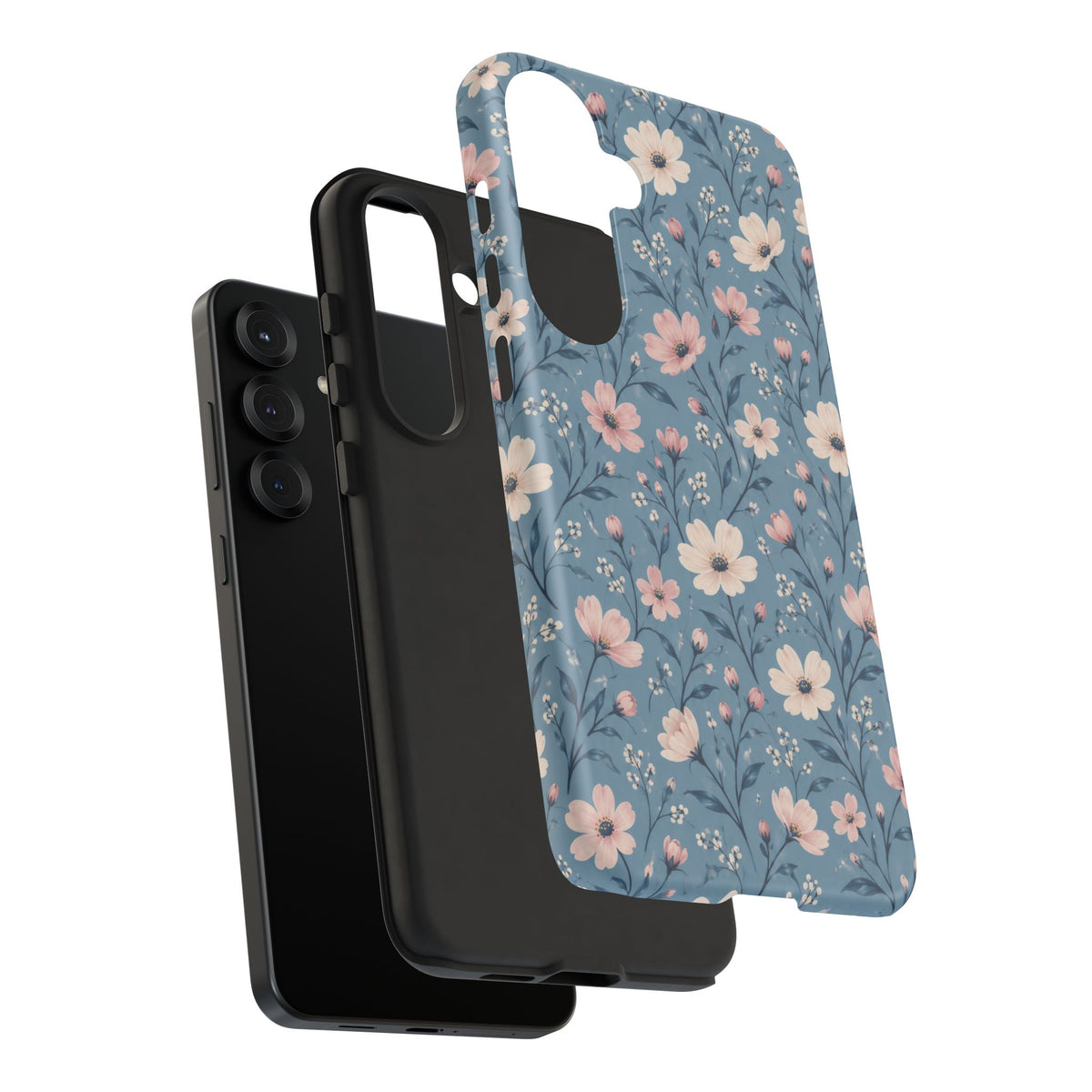Blue Meadow Samsung Galaxy Tough Case | Pink & Ivory Floral on Blue