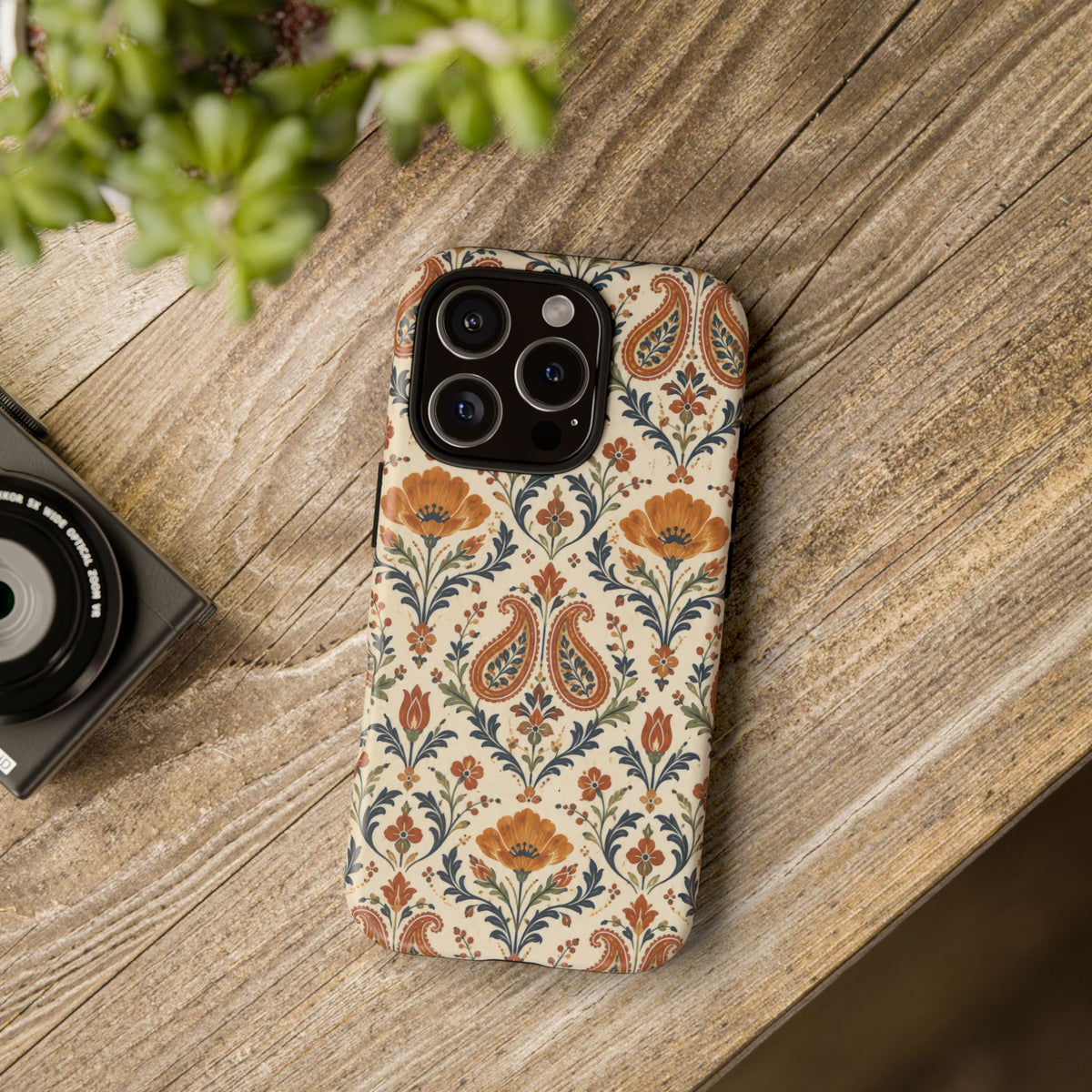 Terracotta Arabesque iPhone Tough Case | Terracotta Floral Paisley