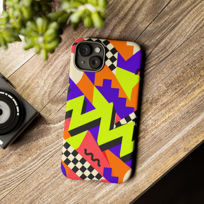 Acid Arcade iPhone Tough Case | Bright Retro Geometry