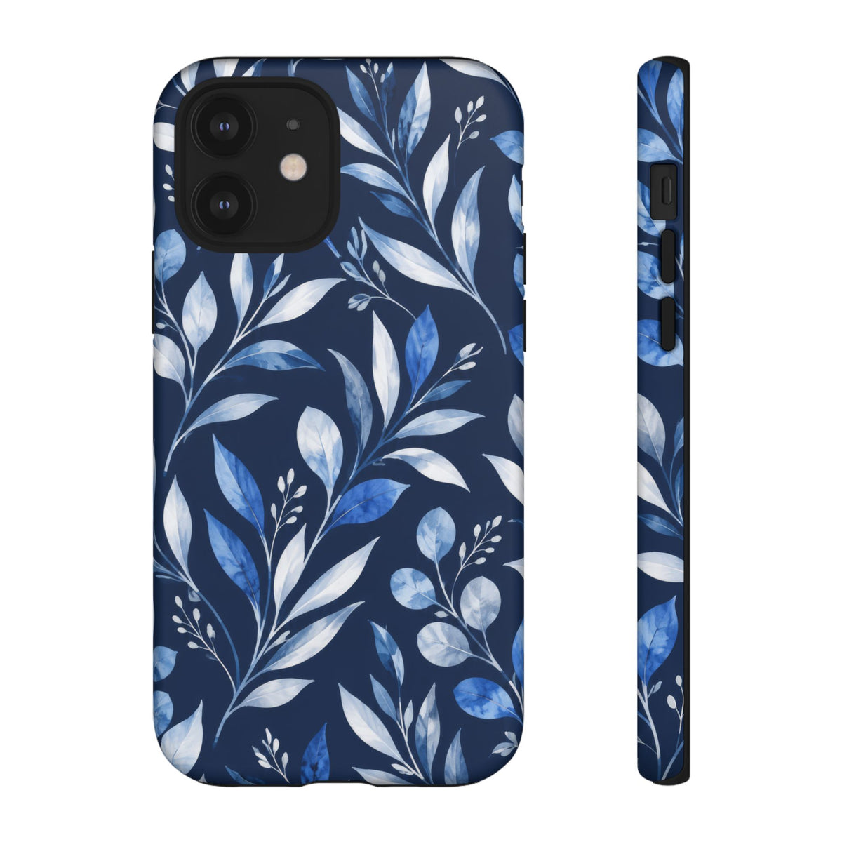 Blue Hour Botanical iPhone Tough Case | Blue Botanical Leaf Pattern