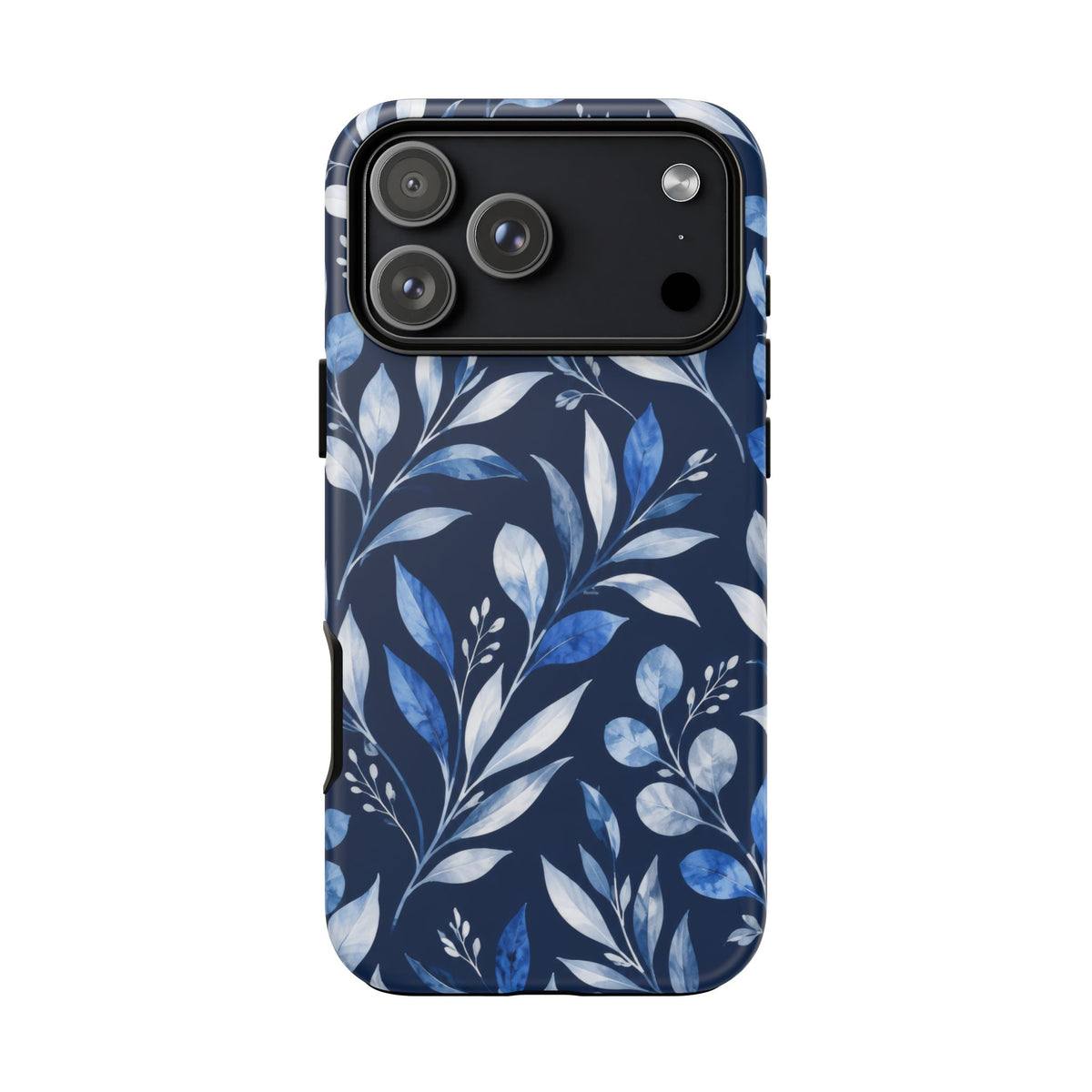 Blue Hour Botanical iPhone Tough Case | Blue Botanical Leaf Pattern