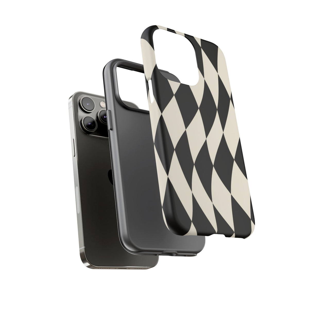 Harlequin Sway iPhone Tough Case | Black & White Harlequin