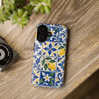 Blue Lemon Tile iPhone Tough Case | Azulejo Orchard