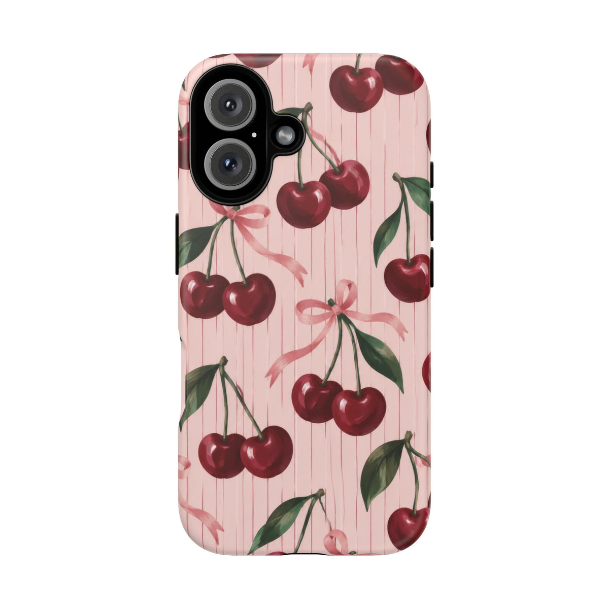 Cherry Ribbon iPhone Tough Case | cherry print