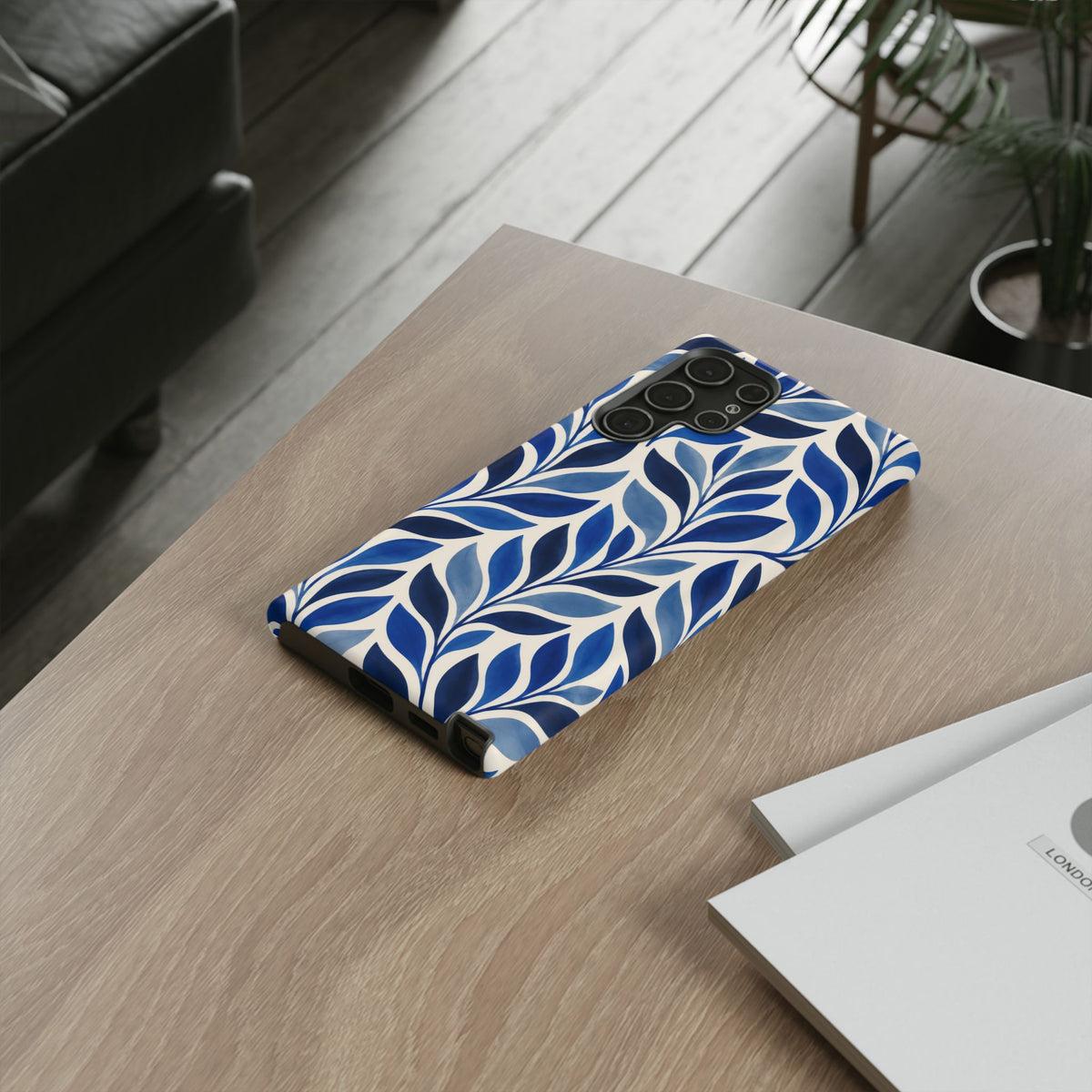 Cobalt Current Samsung Galaxy Tough Case | Cobalt Blue Leaf Pattern