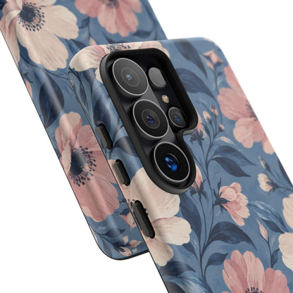 Dusk Blossom Samsung Galaxy Tough Case | Pink & Ivory Floral on Blue
