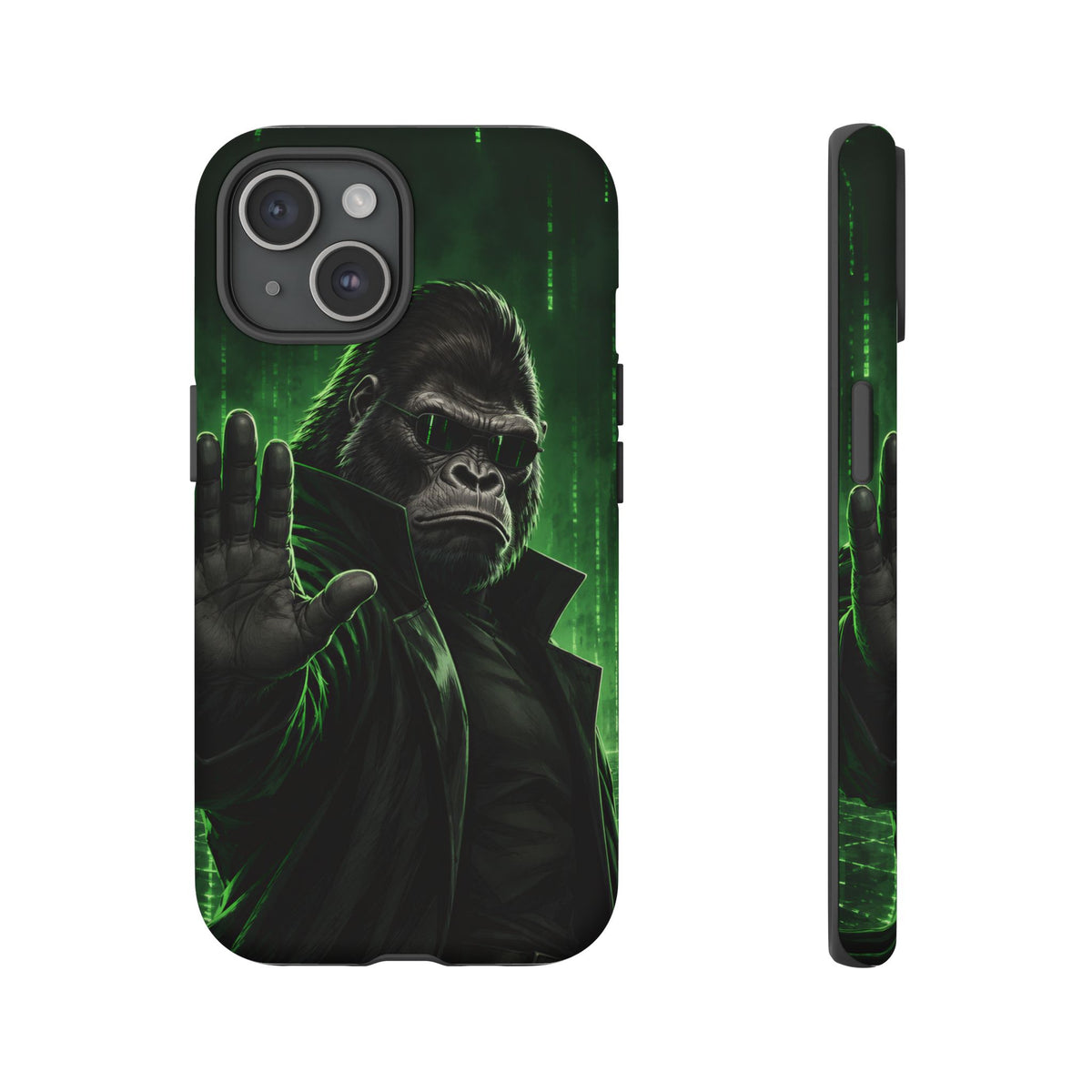 Cyberpunk Gorilla iPhone Tough Case | Neon Code Silverback