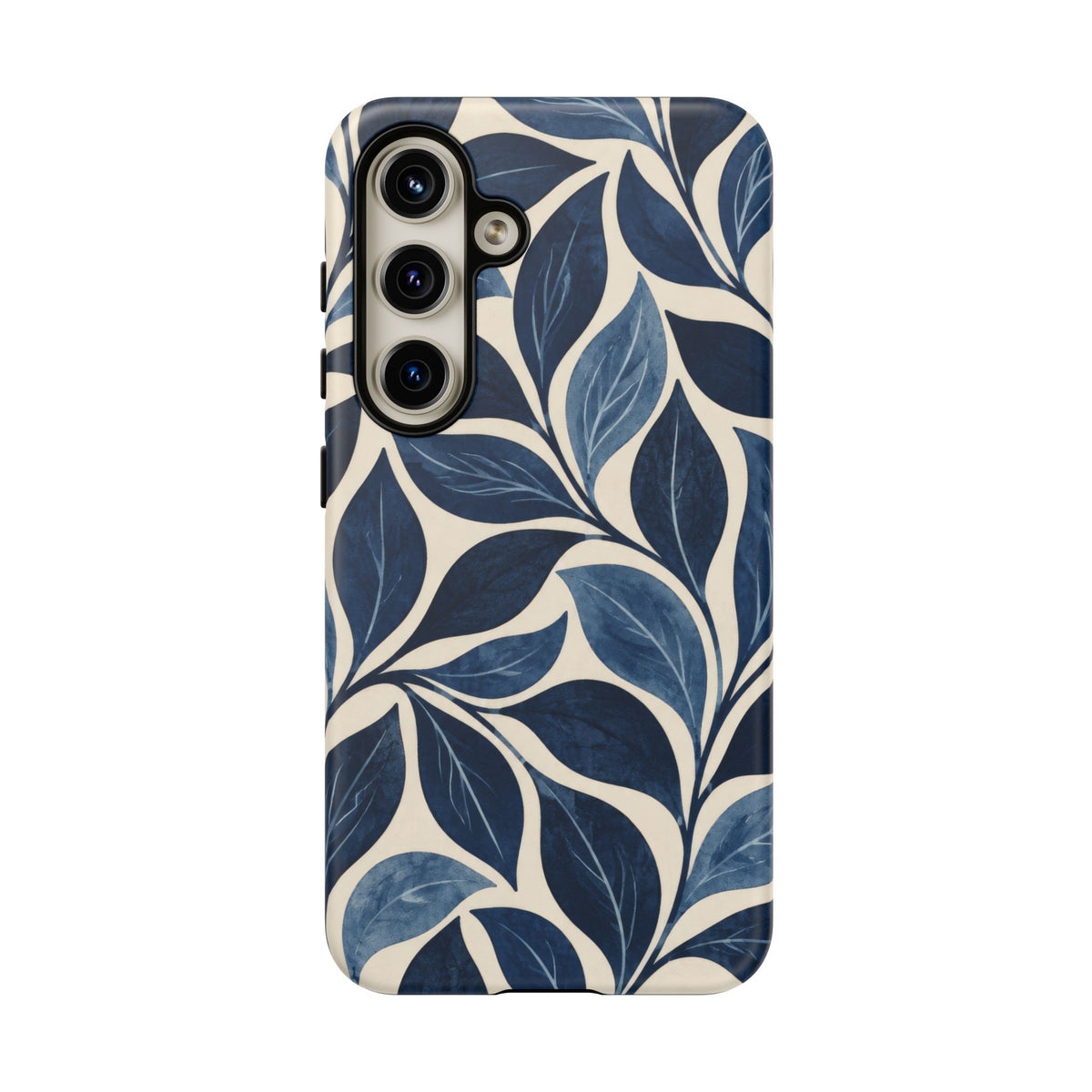 Indigo Folia Samsung Galaxy Tough Case | Indigo & Ivory Leaf Pattern