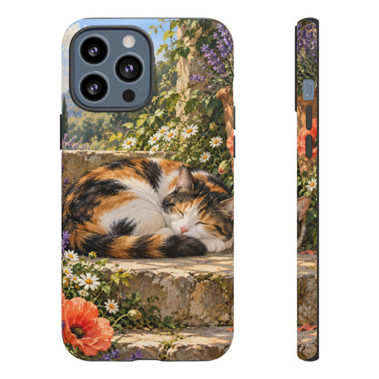 Garden Nap iPhone Tough Case | calico cat