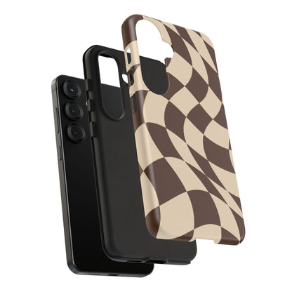 Espresso Wave Samsung Galaxy Tough Case | brown checkerboard