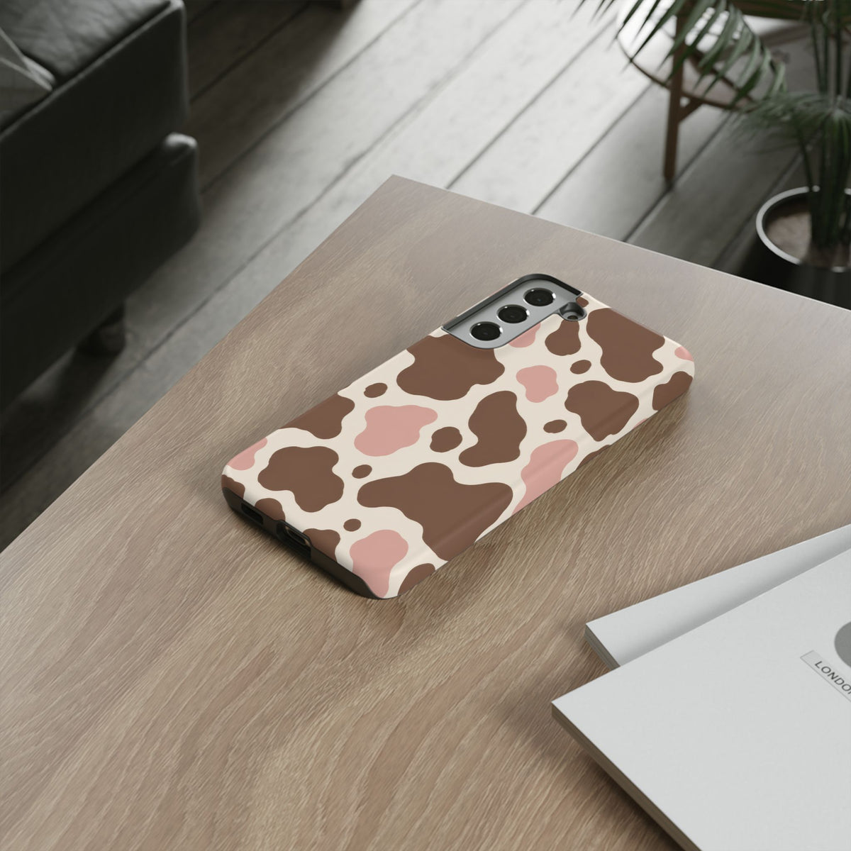 Mocha Blush Samsung Galaxy Tough Case | Brown & Pink Cow Print