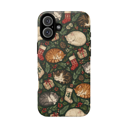 Christmas Cat Naps iPhone Tough Case | christmas cats