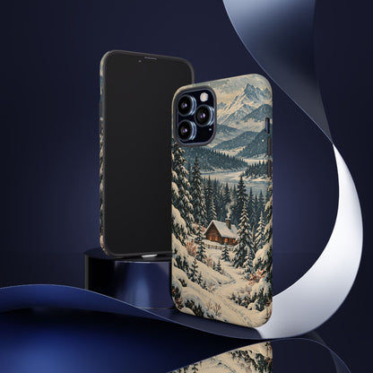 Vintage Winter Cabin Tough Phone Case