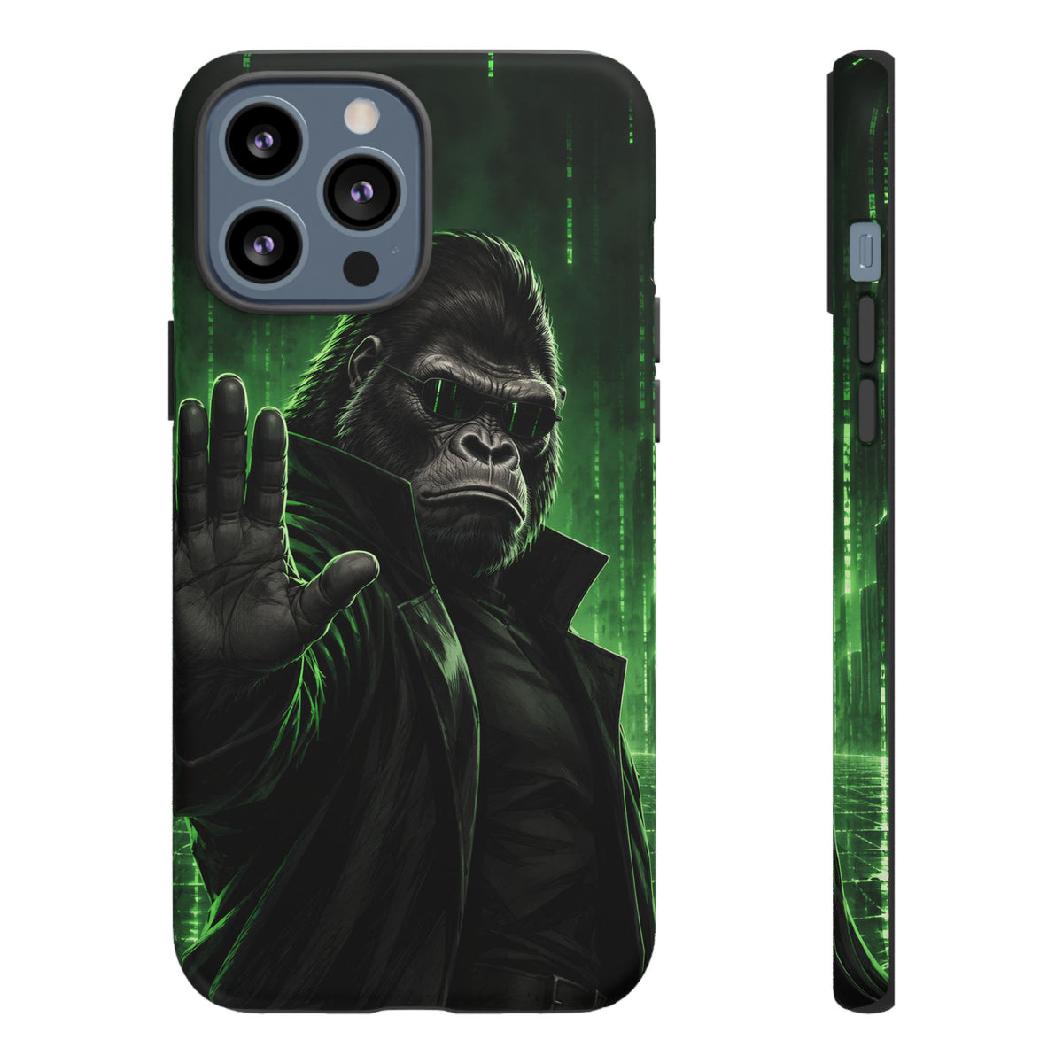 Cyberpunk Gorilla iPhone Tough Case | Neon Code Silverback