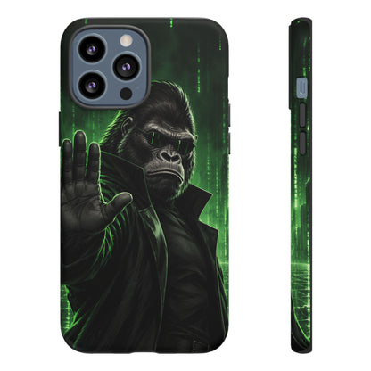 Cyberpunk Gorilla iPhone Tough Case | Neon Code Silverback