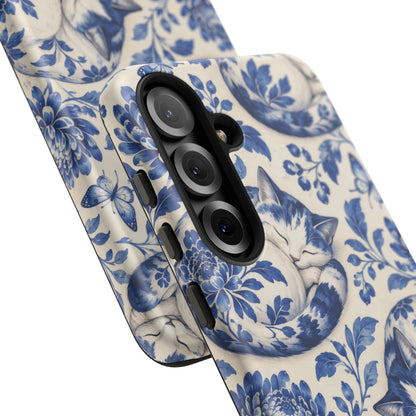 Porcelain Paws Samsung Galaxy Tough Case | blue cat pattern