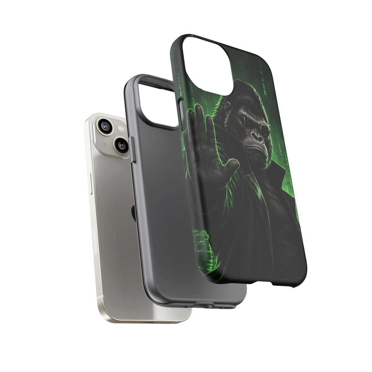 Cyberpunk Gorilla iPhone Tough Case | Neon Code Silverback