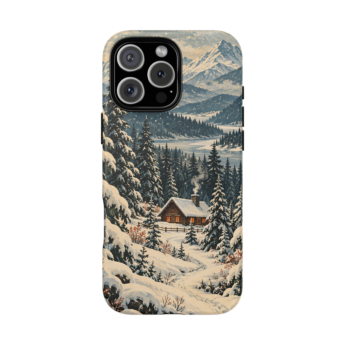 Vintage Winter Cabin Tough Phone Case