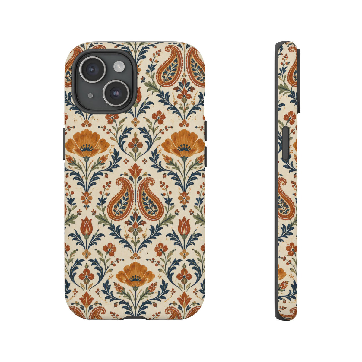 Terracotta Arabesque iPhone Tough Case | Terracotta Floral Paisley