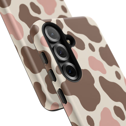 Mocha Blush Samsung Galaxy Tough Case | Brown & Pink Cow Print