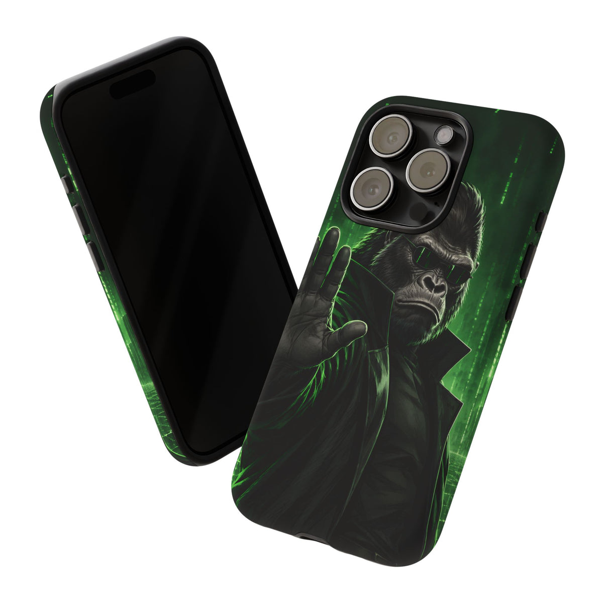 Cyberpunk Gorilla iPhone Tough Case | Neon Code Silverback