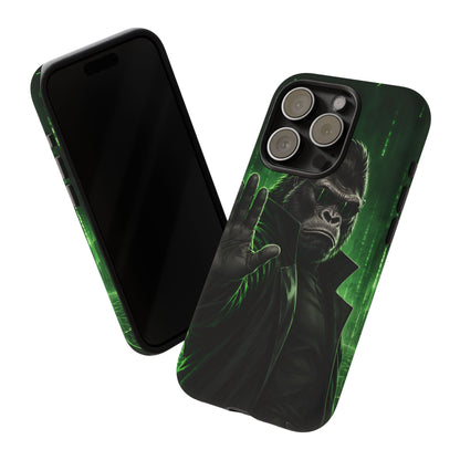 Cyberpunk Gorilla iPhone Tough Case | Neon Code Silverback