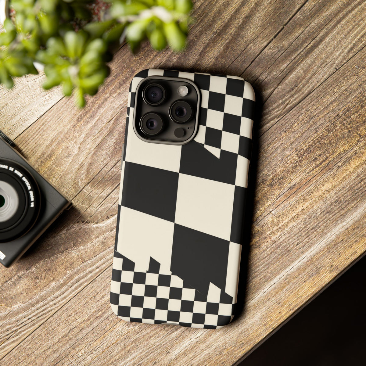 Check Shift iPhone Tough Case | Black & White Checkerboard