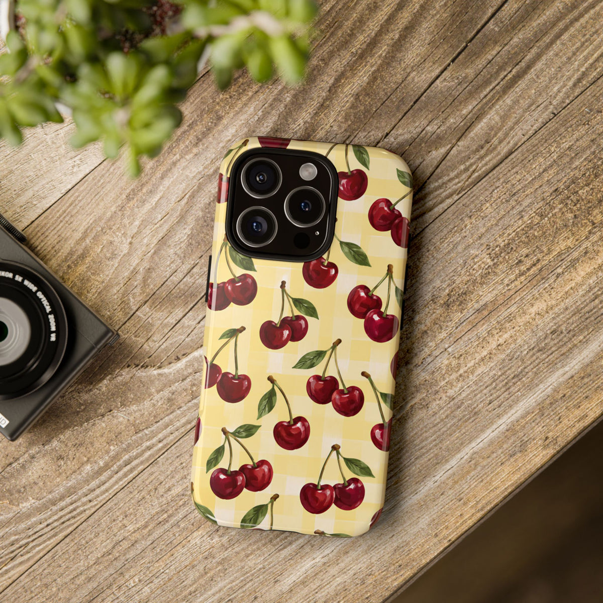Cherry Gingham iPhone Tough Case | Cherry Picnic