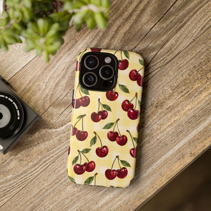 Cherry Gingham iPhone Tough Case | Cherry Picnic