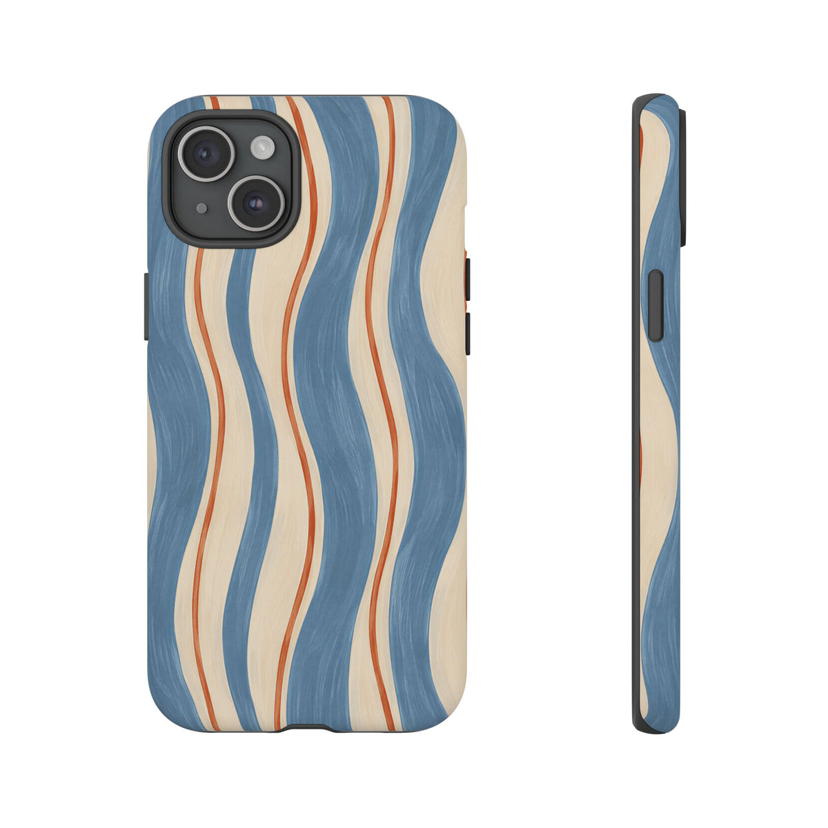 Blue Wavy Stripe iPhone Tough Case | Riviera Ribbons