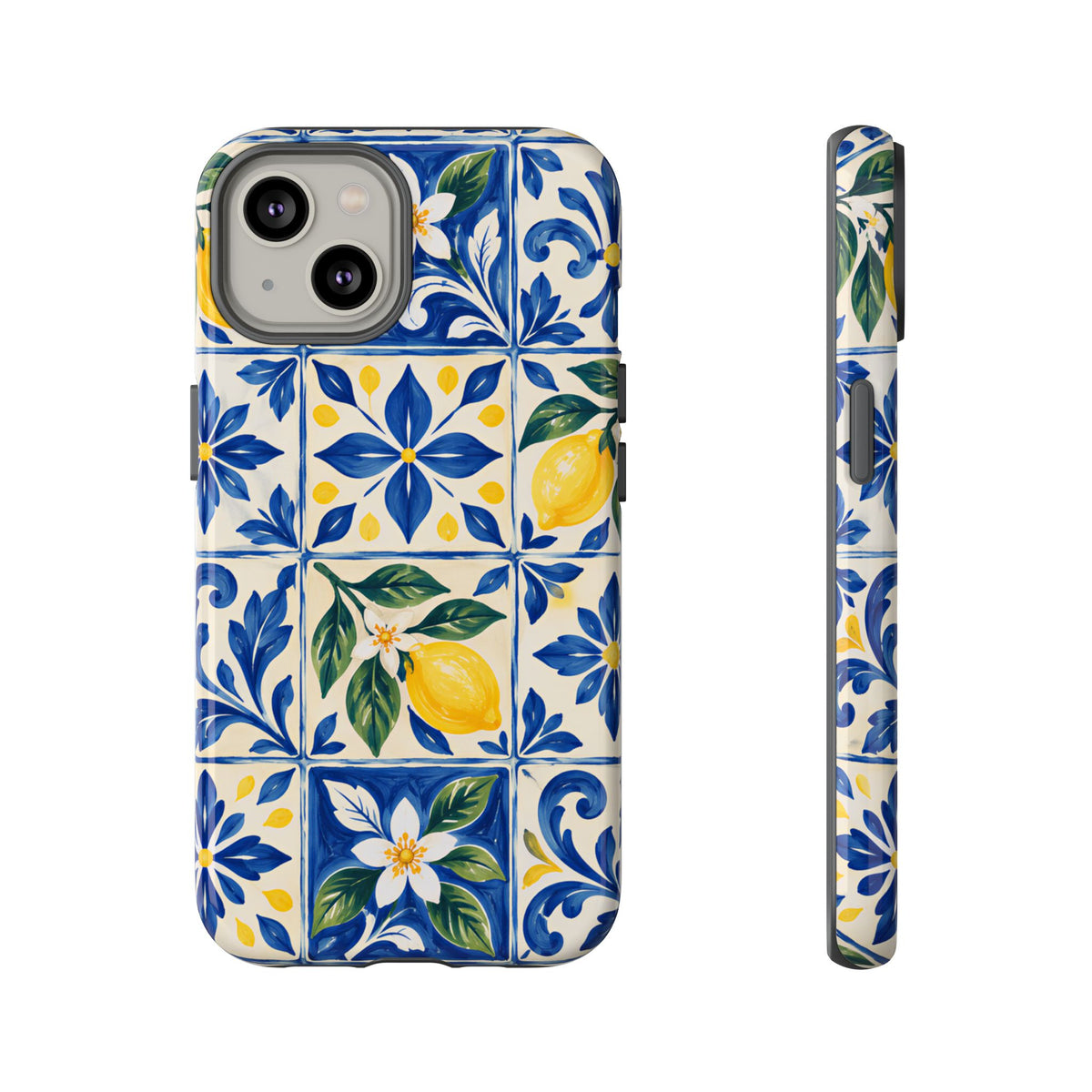 Blue Lemon Tile iPhone Tough Case | Azulejo Orchard