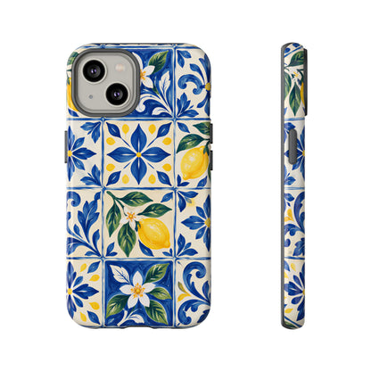 Blue Lemon Tile iPhone Tough Case | Azulejo Orchard