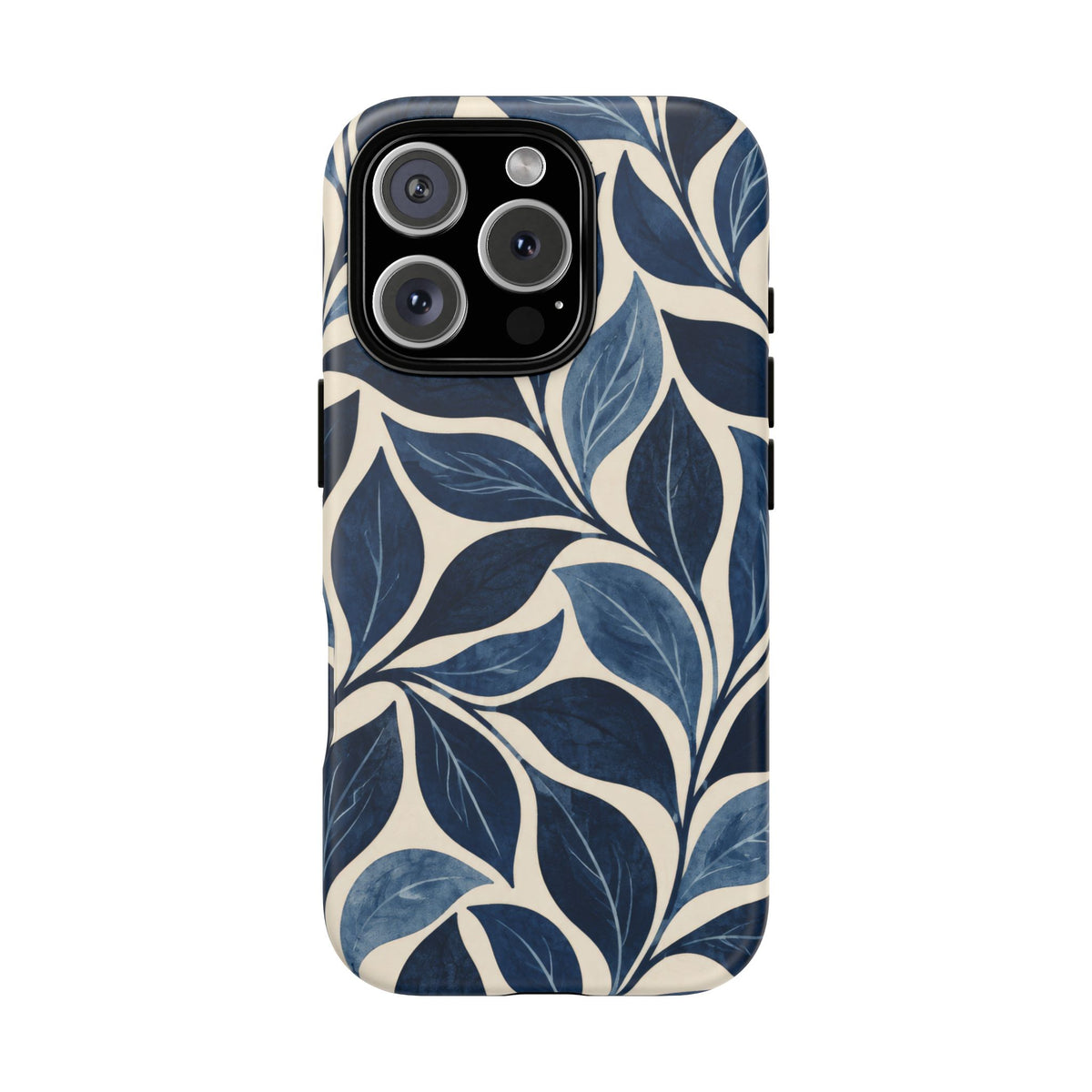 Indigo Folia iPhone Tough Case | Indigo & Ivory Leaf Pattern