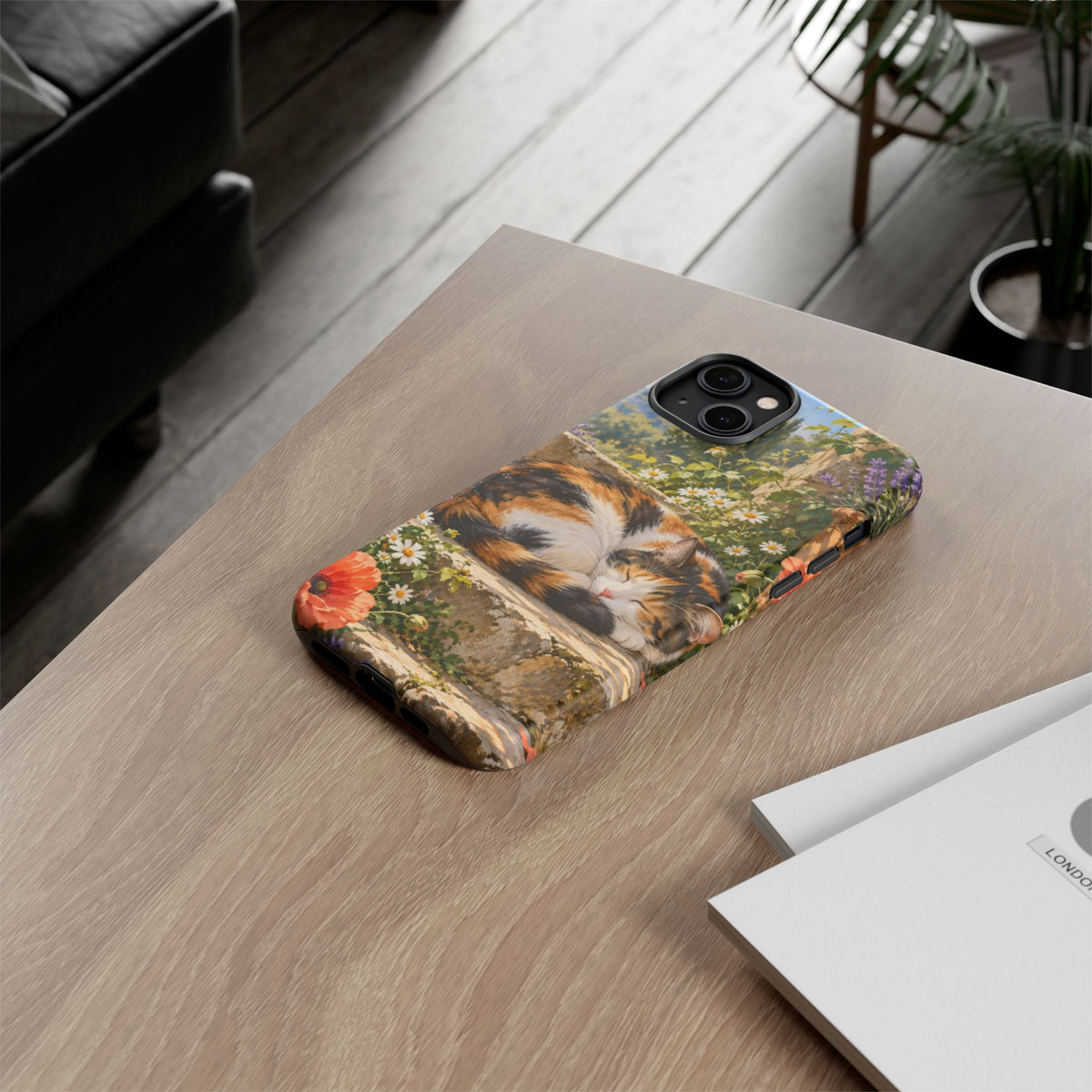 Garden Nap iPhone Tough Case | calico cat