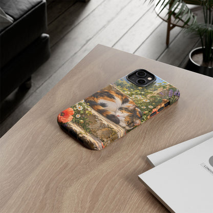 Garden Nap iPhone Tough Case | calico cat