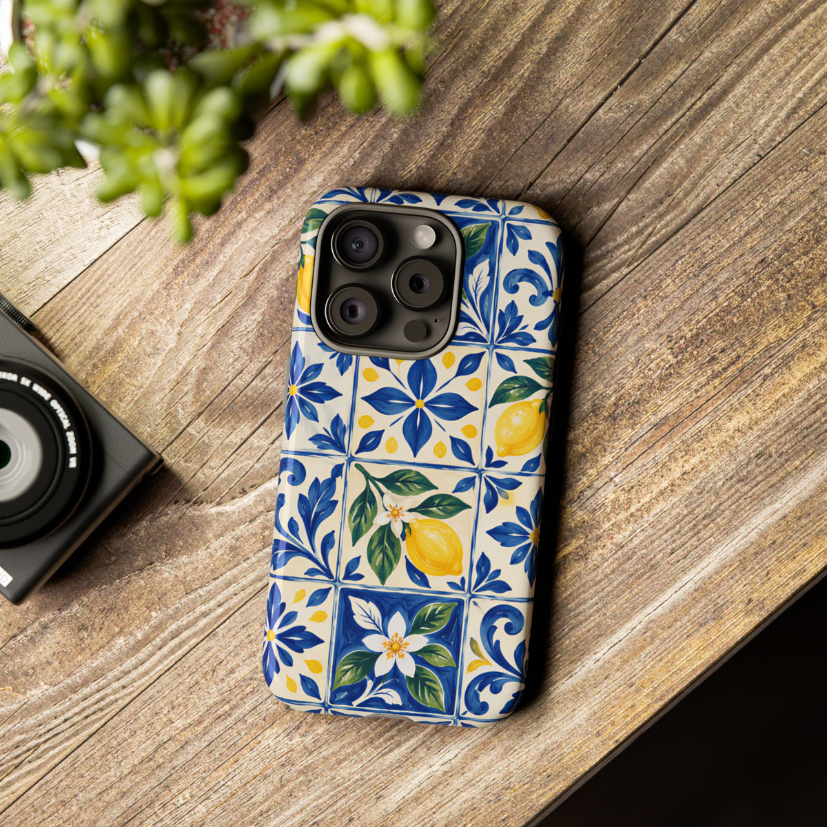 Blue Lemon Tile iPhone Tough Case | Azulejo Orchard
