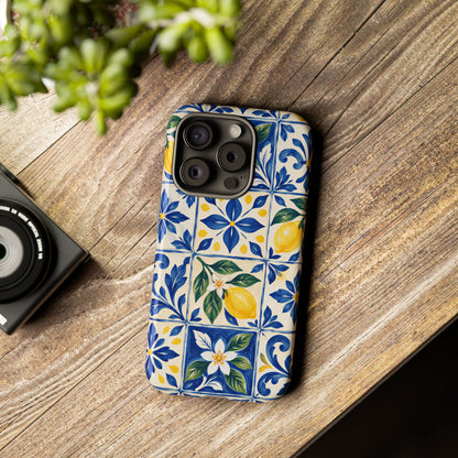 Blue Lemon Tile iPhone Tough Case | Azulejo Orchard