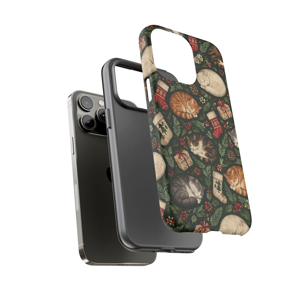 Christmas Cat Naps iPhone Tough Case | christmas cats