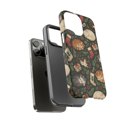 Christmas Cat Naps iPhone Tough Case | christmas cats