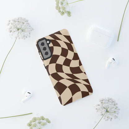Espresso Wave Samsung Galaxy Tough Case | brown checkerboard