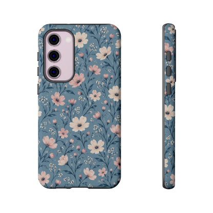 Blue Meadow Samsung Galaxy Tough Case | Pink & Ivory Floral on Blue