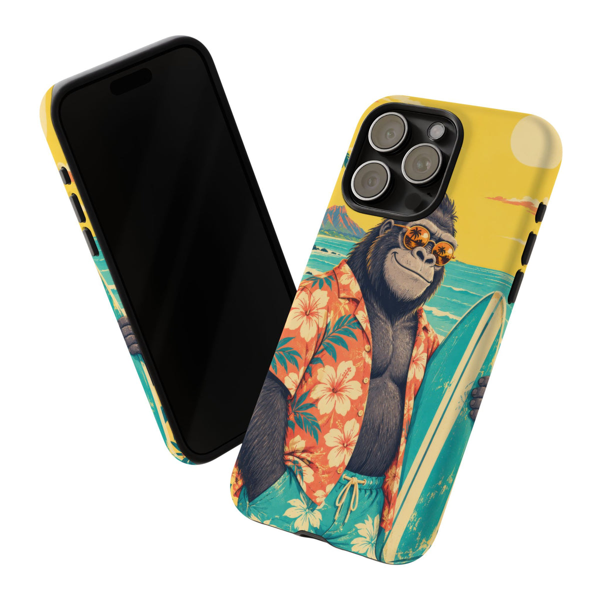 Banana Break iPhone Tough Case | Retro Surf Gorilla Art