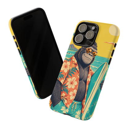 Banana Break iPhone Tough Case | Retro Surf Gorilla Art