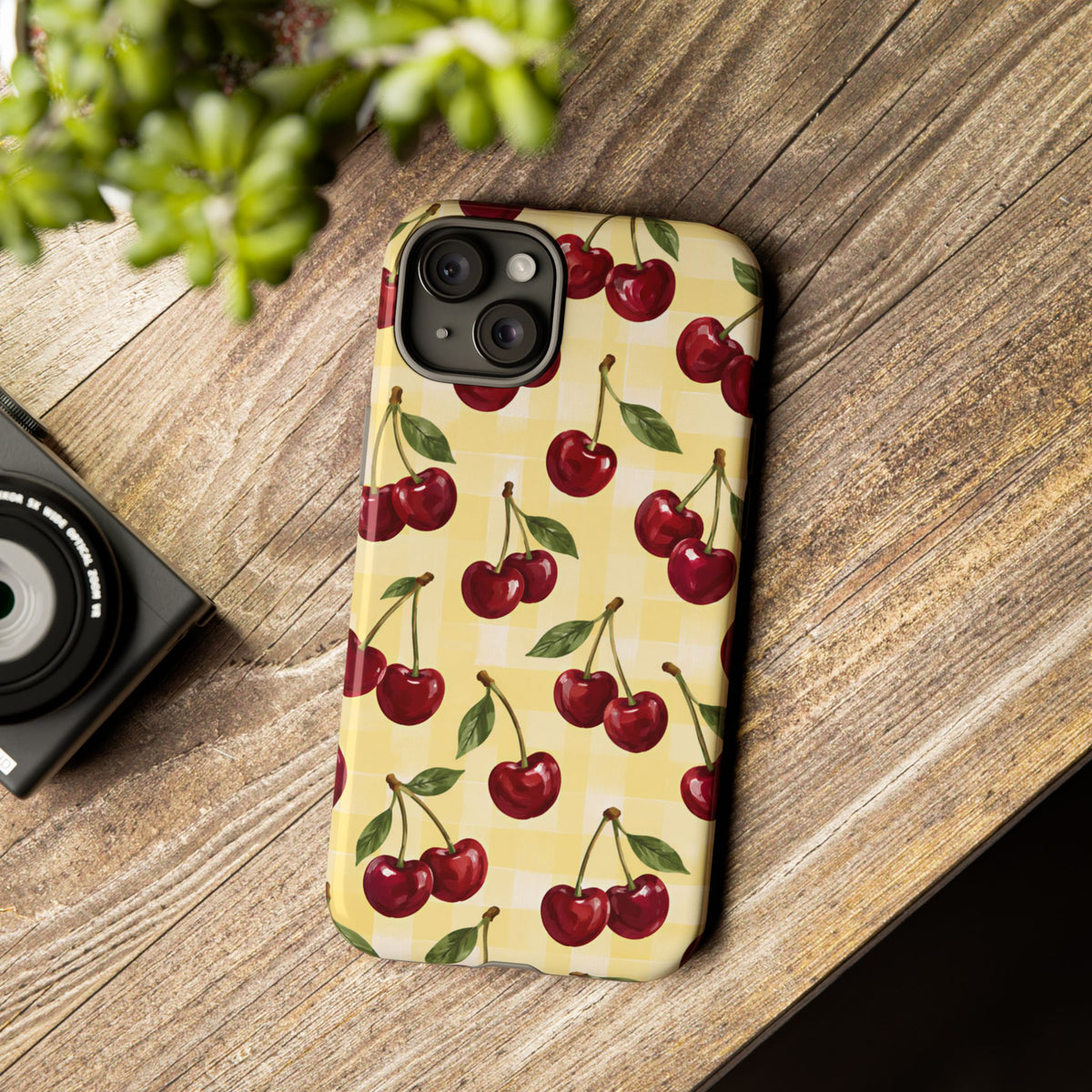 Cherry Gingham iPhone Tough Case | Cherry Picnic