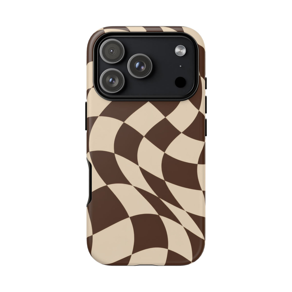 Espresso Wave iPhone Tough Case | brown checkerboard