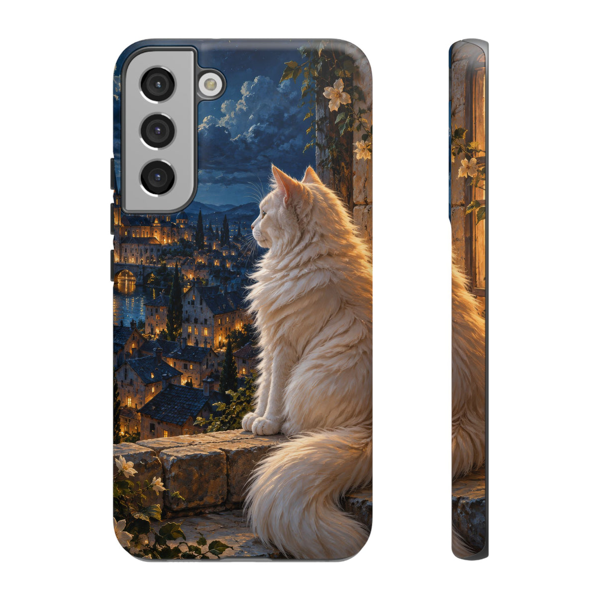 Moonlit Window Samsung Galaxy Tough Case | white cat