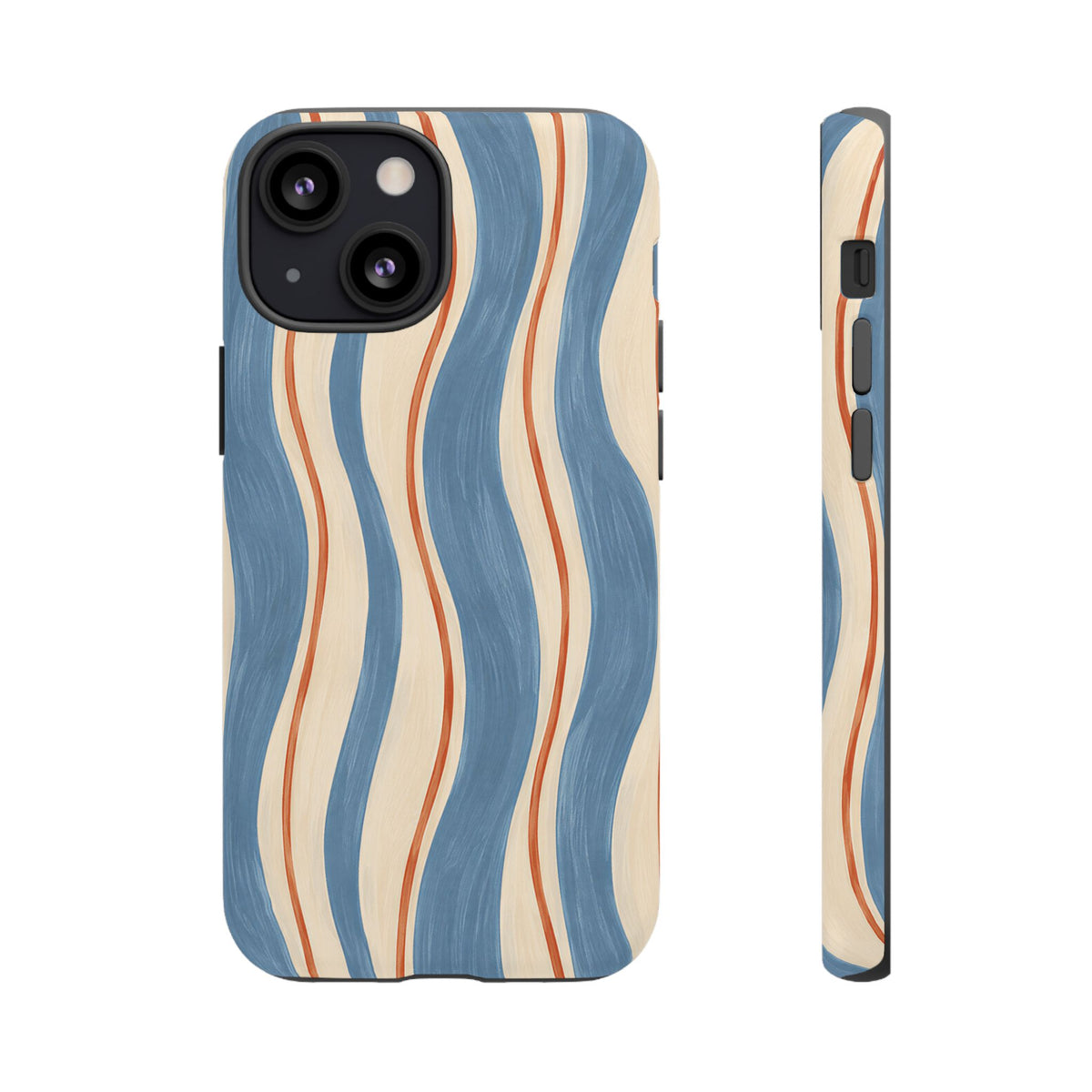 Blue Wavy Stripe iPhone Tough Case | Riviera Ribbons