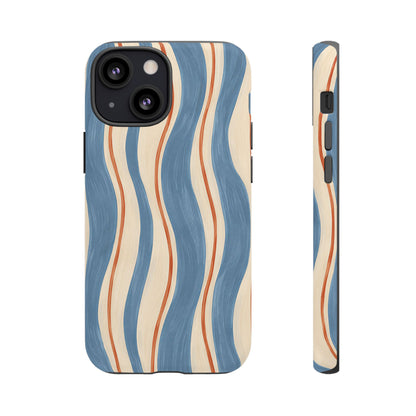 Blue Wavy Stripe iPhone Tough Case | Riviera Ribbons